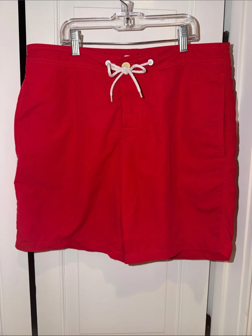 Club Monaco Red Swim Board Shorts with White Drawstring
